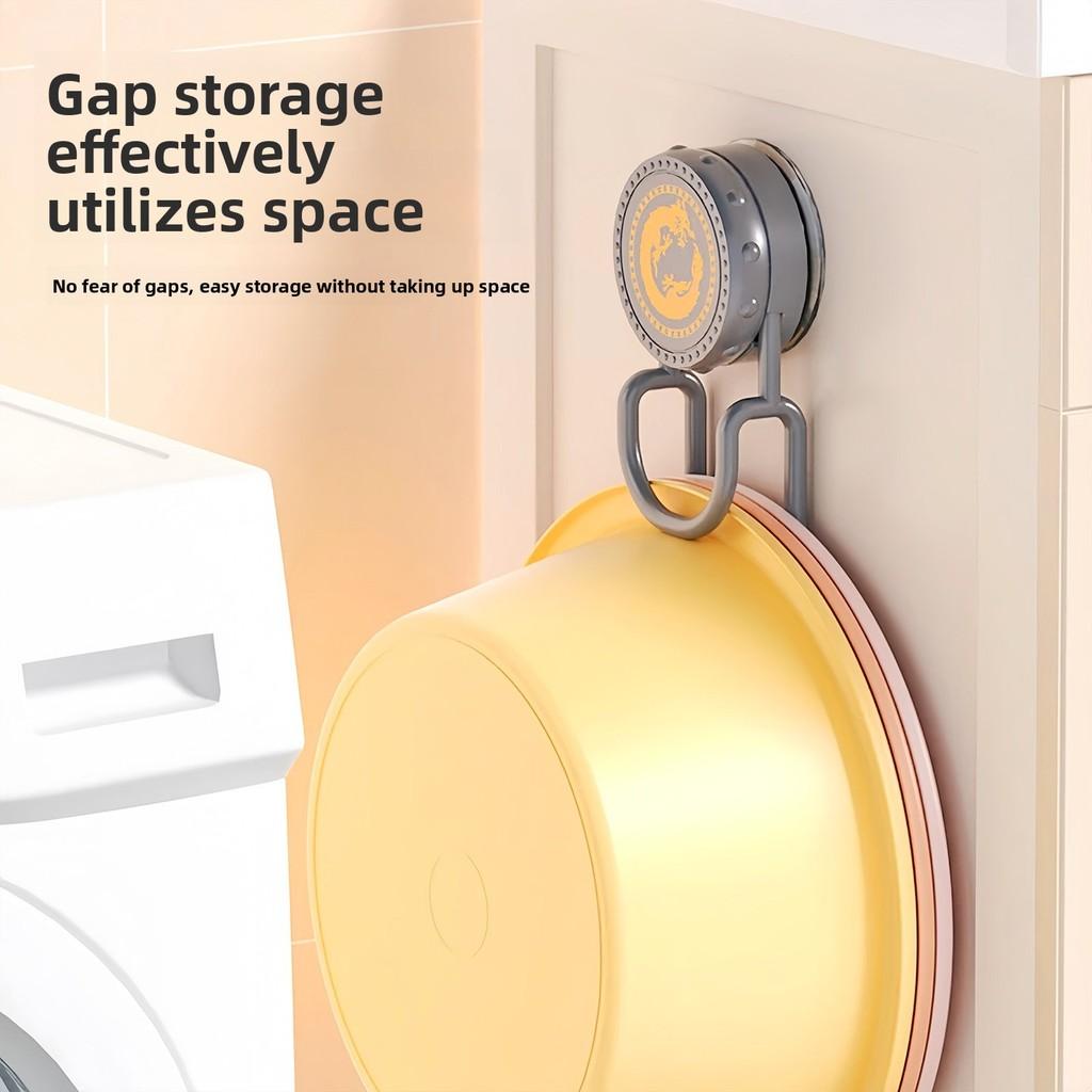 Plastic Suction Cup Bathroom Sink Storage Rack With Hook Wall Mount For Wet Room Use