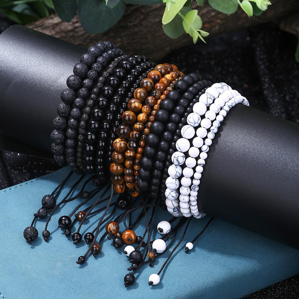 Minimalist 4mm/6mm Braided Stone Bracelet Men Women Volcanic Rock Obsidian Tiger Eyes Beads Meditation Braclet Leisure Pulseira