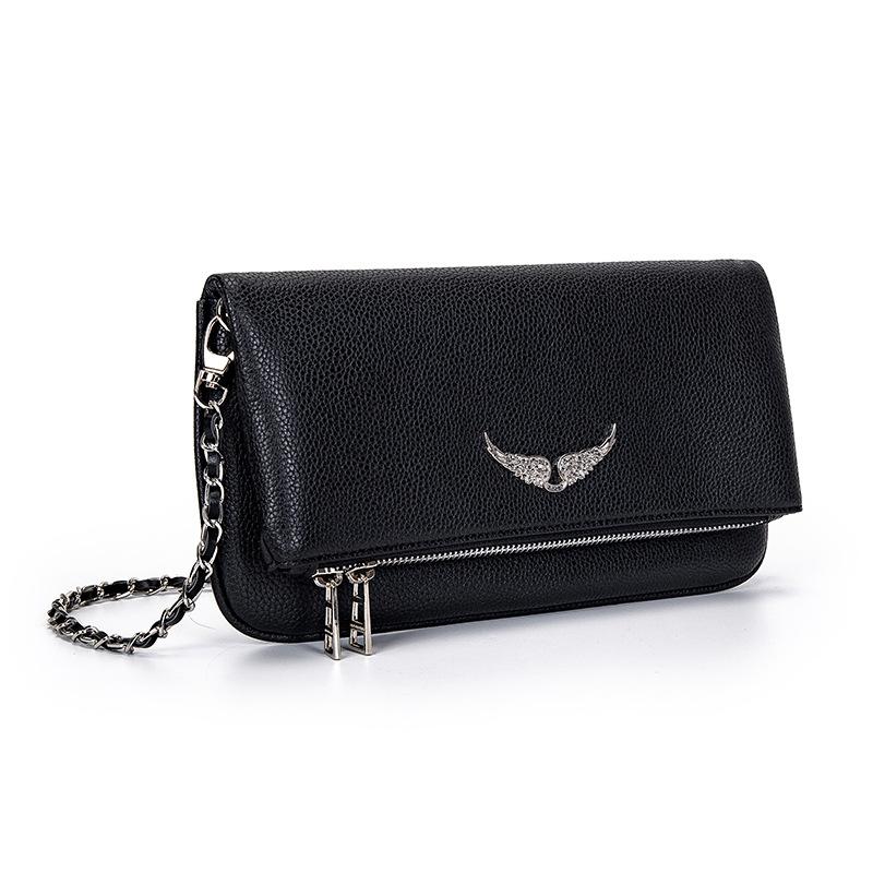 Leather Small Square Bag, Fashionable Versatile Wing Underarm Shoulder Oblique Span Bag