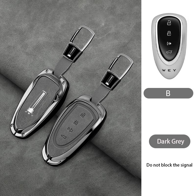 New Zinc Alloy Leather Car Remote Key Case Cover Shell For Great Wall Wey Lanshan Dht-Phev New Energy Auto Keychain Accessories