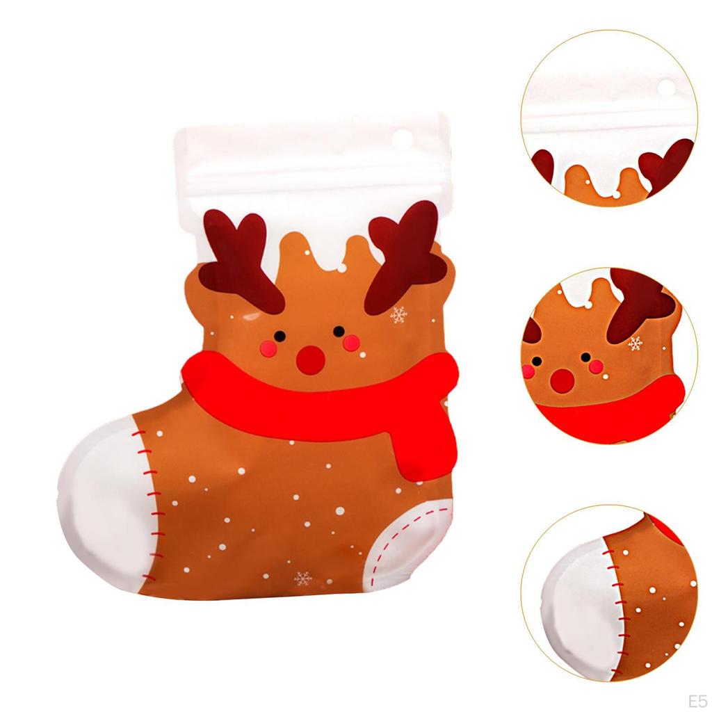 10Pcs Christmas Cookie Bags Cellophane Reusable Treat for Chocolate Photo