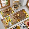 1Pcs Anti Fatigue Kitchen Rugs Rustic Sunflower Print Waterproof Non Slip Thick Cushioned Mat