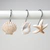 12Pcs Ocean Theme Shower Curtain Hook White And Brown Resin Curtain Hooks Decor For Bathroom Baby Room Bedroom Living Room