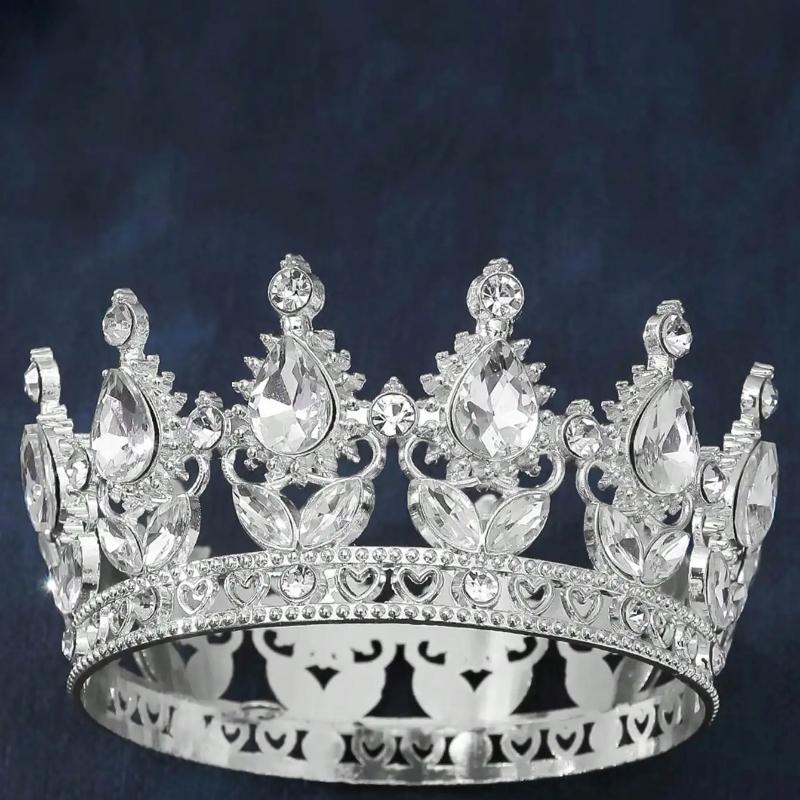 

Elegant Rhinestone Alloy Crown Tiara for Women Wedding Party Photo Shoot Gold різнокольоровий