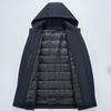 Men's Winter Hooded Jacket with Detachable Goose Down Liner - Warm Casual Outerwear for Middle-aged Dads