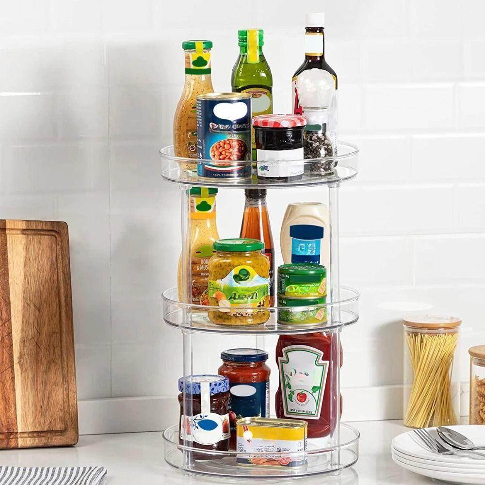 360 Rotating Spice  Seasoning Shelf Turntable Organizer Makeup Storage Trays  Lipstick