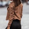 Dámská móda ležérní kabát s dlouhým rukávem, sametový zip z jelenice