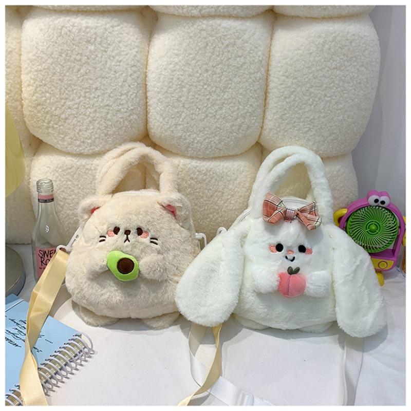 Casual Autumn and Winter Children's Plush Bag Cute Doll Handbag Girl Rabbit Bear Shoulder Messenger Bag