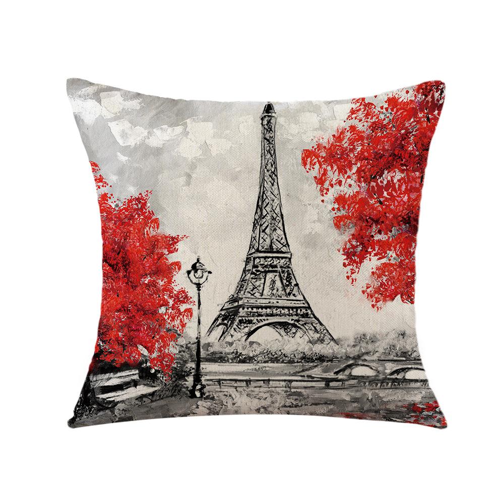 Valentine's Day Pillow Printed Landscape Character Linen Short Plush Pillow Case Home Decoration Pillow Case