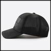 Mesh Cap with English CA726 [White Fang] Letters, Hat, Running, Outdoor, Women, Men, (Black)