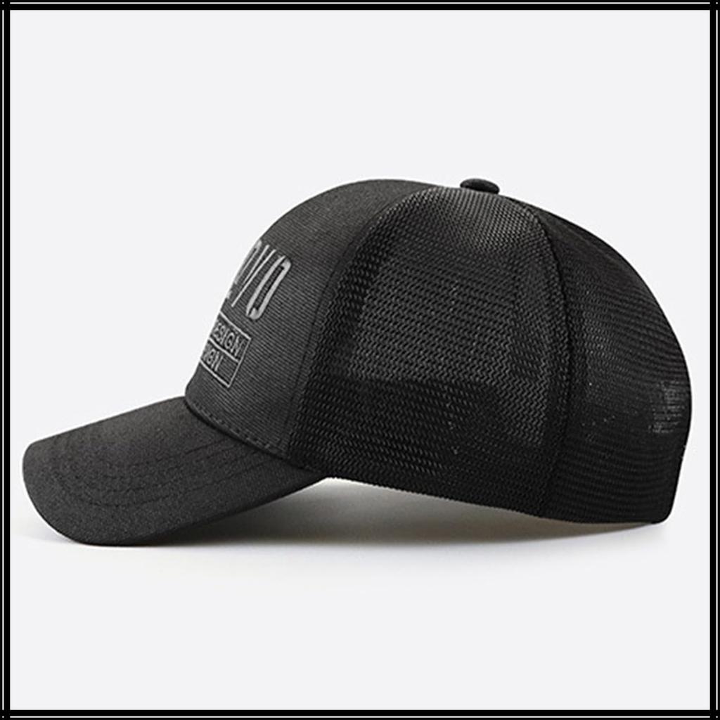 Mesh Cap with English CA726 [White Fang] Letters, Hat, Running, Outdoor, Women, Men, (Black)