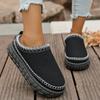 Fashion Snow Boots Women Winter 2025 New Wear Slip-on Slippers Retro Platform Khmer Slippers