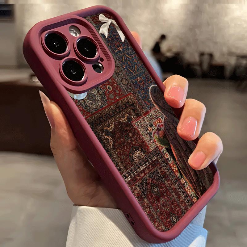 Retro carpet pattern phone case suitable for iPhone 17 16 15 14 13 12 11 Pro/Max/Plus anti drop and shockproof back cover