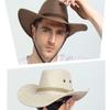 Wide Brim Western Cowboy Hat Linen Beach Sunscreen Cap Simple Summer Sun Hat  Travel