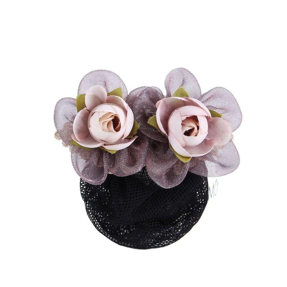 Flower Hairpin Women Spring Clip Headdress Hairgrips Cover Net Vintage Korean Bun Snood Female