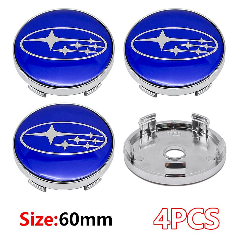 4 Stück 56MM Auto Radnabenabdeckung Aufkleber 60mm Nabenkappe Emblem für Subaru Outback Legacy Forester Impreza Tribeca WRX DRL XV STI