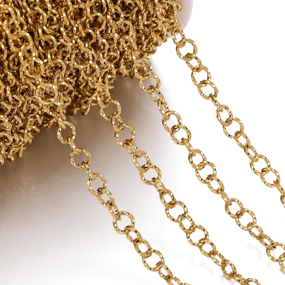 1Meter/Pack Two Sizes 304 Stainless Steel Oval Shape Handmade Chains for DIY Necklace Bracelets Jewelry Making Accessories