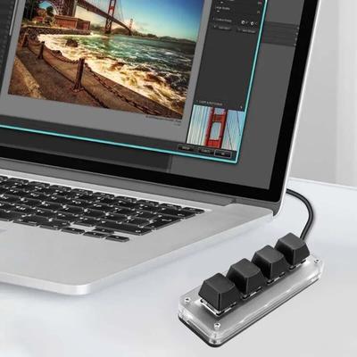 1 vnt USB programavimo makrokomandos pritaikyta rankenėlė RGB klaviatūra 3 klavišas + 1 rankenėlė / 4 klavišai Kopijuoti įklijuoti mini mygtukas žaidimų klaviatūra mechaninė