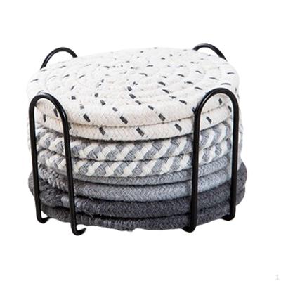 8 Pack Absorbent Drink Coasters for All Mugs, Woven Cotton Office, Housewarming Gifts