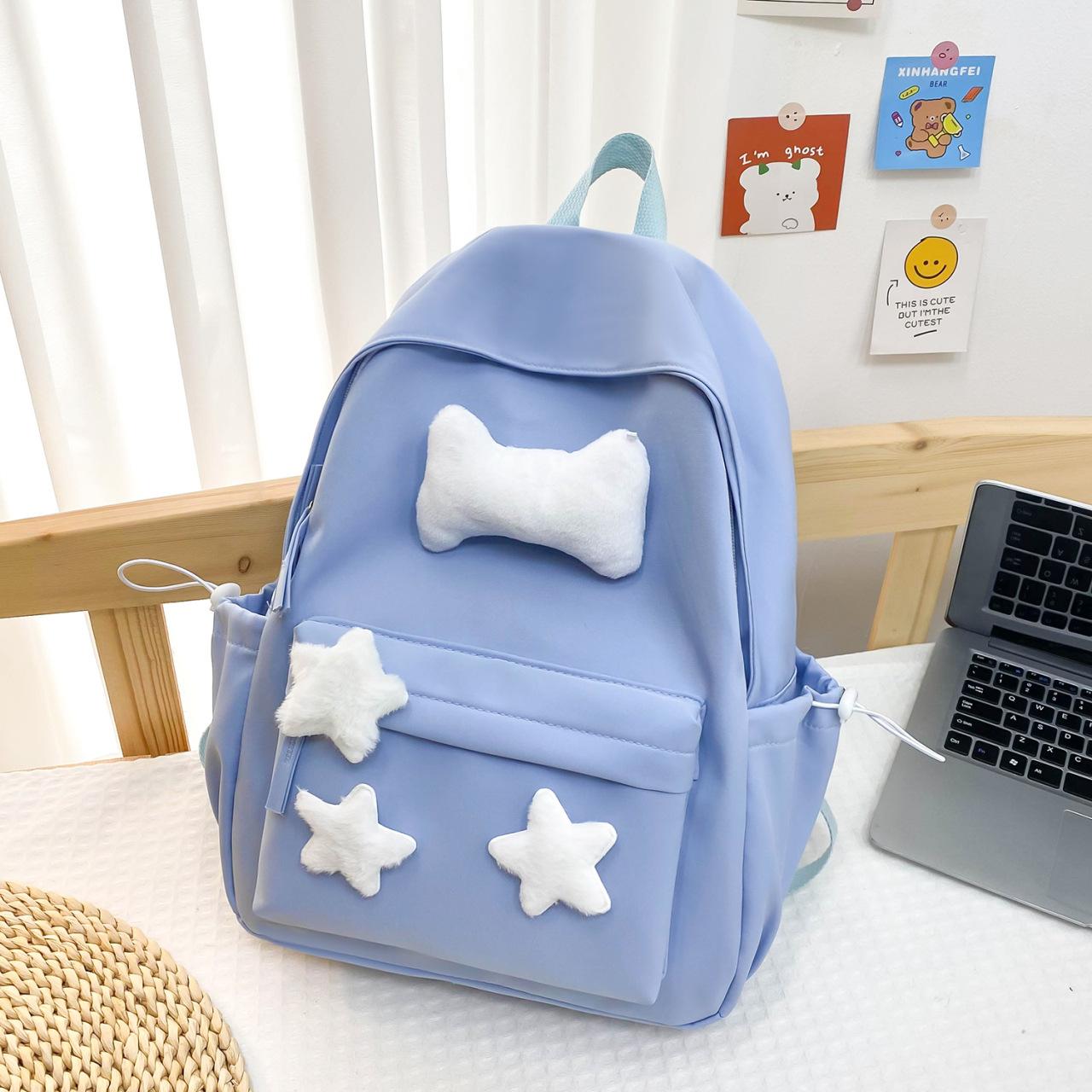 

Girls high-value junior high school schoolbag Mori niche design sense stars simple versatile high school backpack one size fits all синій