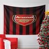 Arsenal Logo on Red and Black Stripes Pattern Wall Hanging Tapestry Decorative Tapestry Home Decor for Bedroom and Living Room