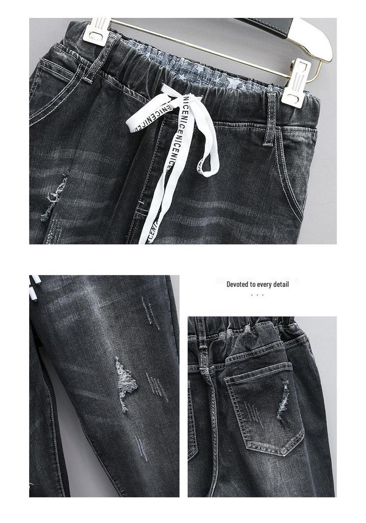 Women's Plus Size High Waist Cropped Harem Jeans - Extra Large Fit