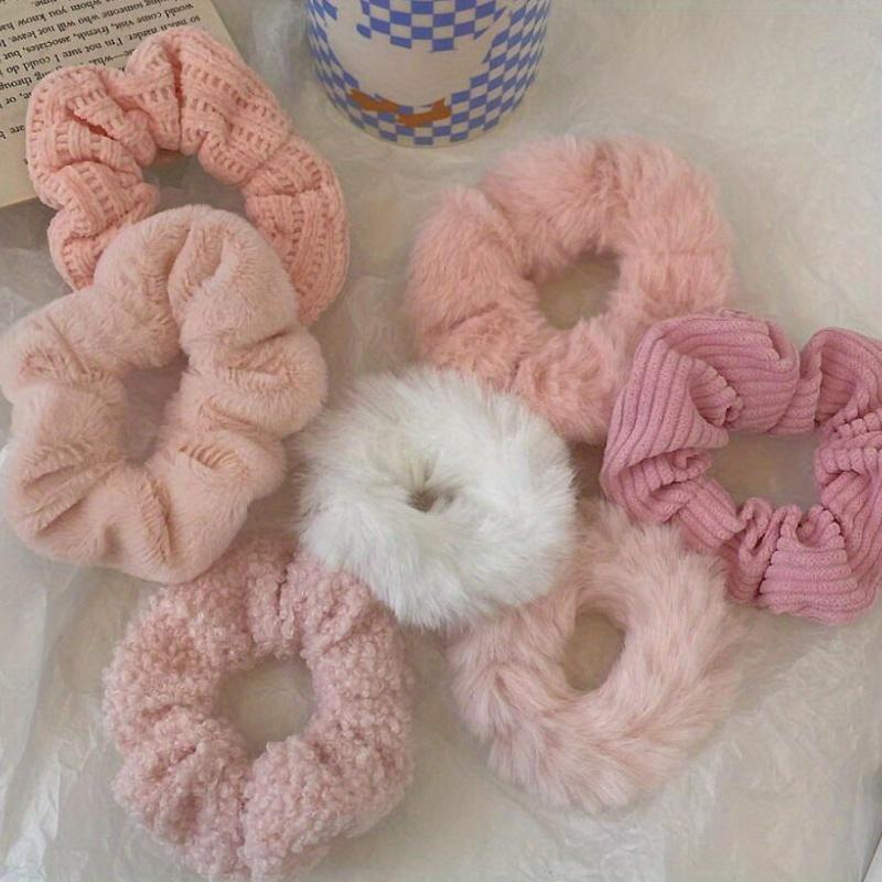 7Pcs/Set Women Hair Scrunchies Velvet Solid Color Hair Band for Ponytail Holder Rubber Bands Hair Ties Hair Accessories
