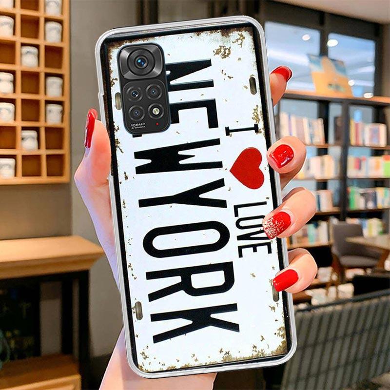 License New York Plate Number Cover Phone Case For Xiaomi Redmi Note 15 14 13 12 11 10 Pro Plus 14S 12S 11S 11T 11E 10S Soft Fun