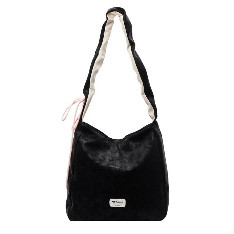 

Весна и лето 2025 новая корейская версия маленькая свежая дофаминовая цветовая сумка-тоут повседневная модная студенческая для поездок на работу на плечо женская сумка чёрный