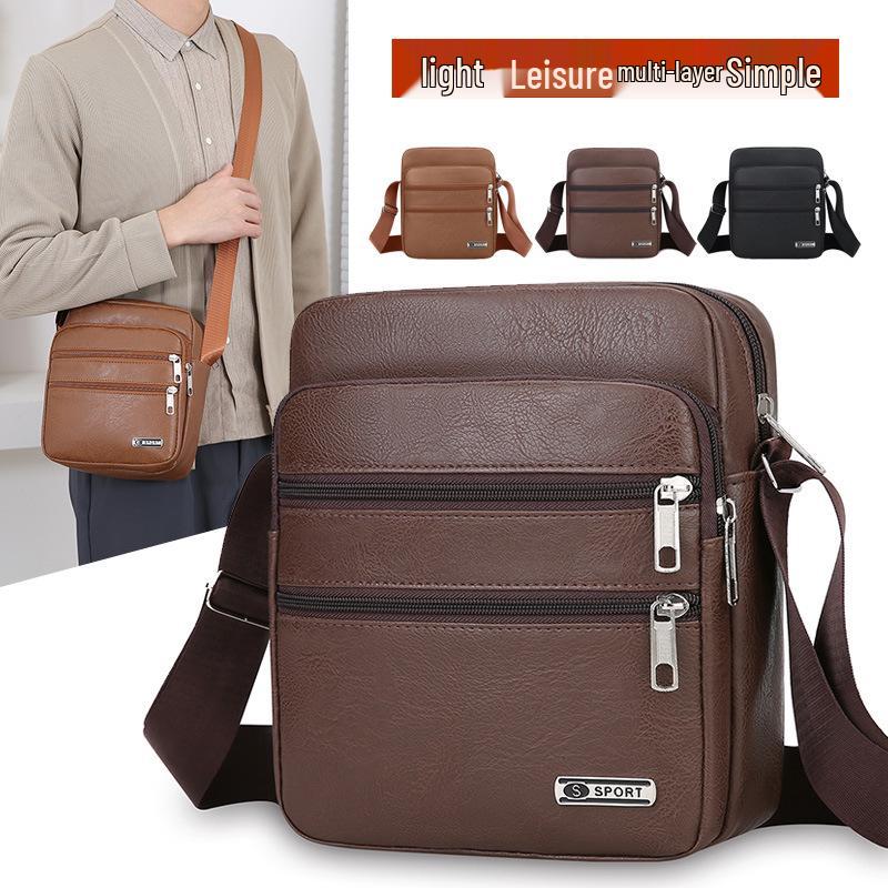 Men's PU Leather Large Capacity Versatile Business Casual Crossbody Bag