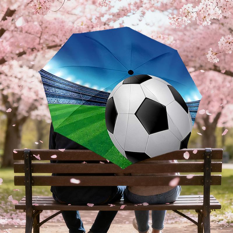 1PC Soccer Ball Umbrella-8-Rib Reinforced, Automatic Open, Lightweight & Durable, Fashion Accessory for Outdoor, H0362