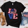 Womens Round Neck Short Sleeved American Independence Day Party Clothing Womens Loose and Comfortable Plus Size Tshirt