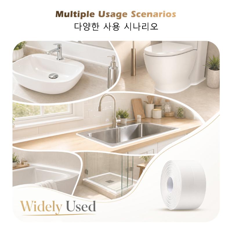 Self Adhesive Caulk Tape Waterproof Flexible Sealing Strip Mildew Free for Bathroom Wall Corner Kitchen Sink Gap