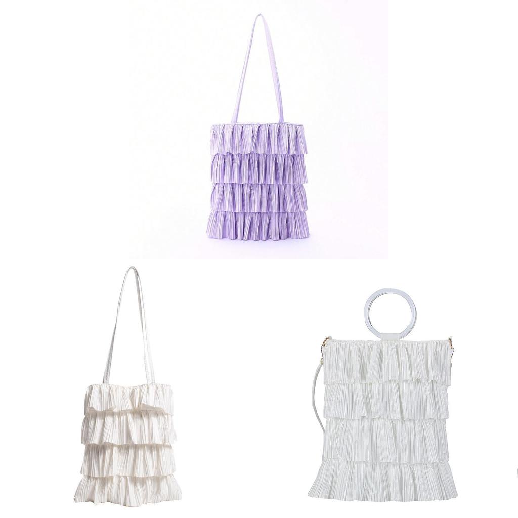 Polyester Wrinkled Tote Bag With Floral Embellishments For Daily Casual Wear