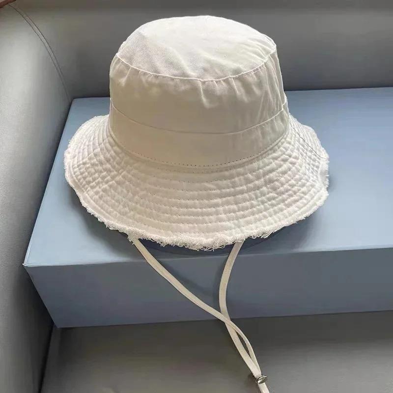 Fashion Fisherman Hats Foldable Bob Bucket Hat with Big Brim Sunscreen with Adjust Chin Rope Caps Beach Fishing Gorras Hat Women