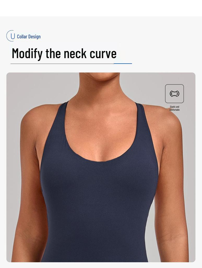 Nouveau Body de Sport Yoga Européen et Américain: Combinaison une pièce à dos croisé, ajustée, pour le fitness et la course à pied