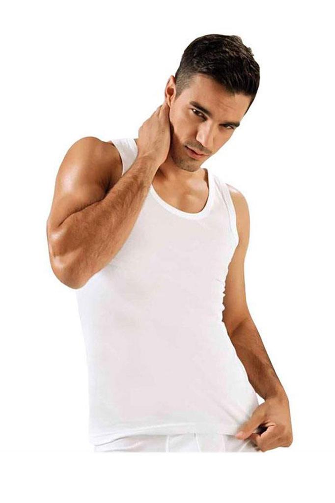 Pánské tílko z česané bavlny, 12 ks, klasické bílé tílko