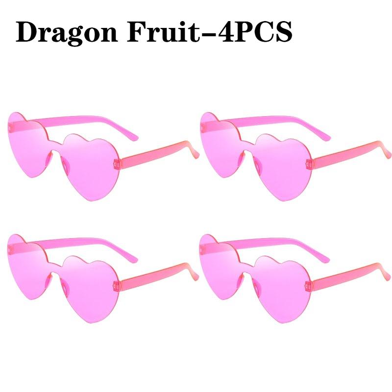 1/2/4PCS Heart Sunglasses for Women Men Rimless Eyewear UV400 Female Pink Green Yellow Blue Orange Purple Brown Sun Glasses