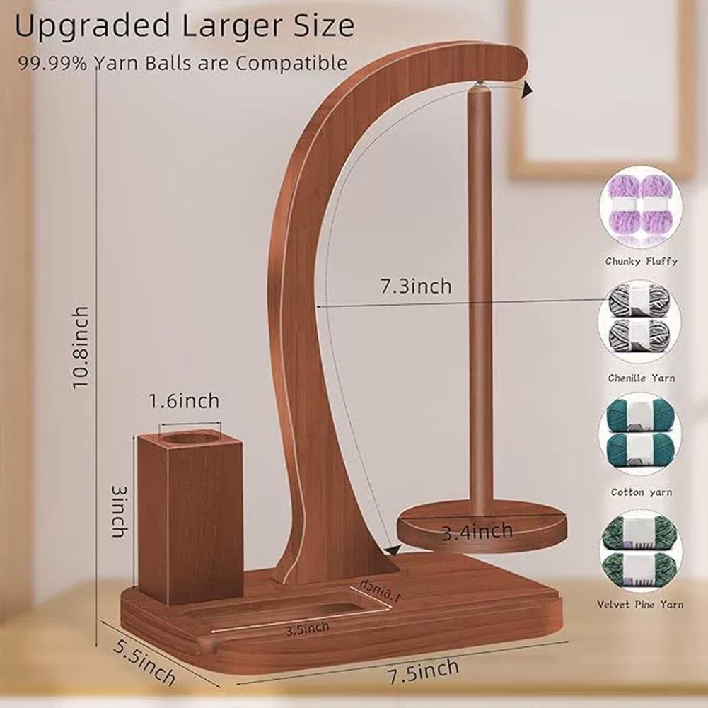 Yarn Holder Wooden Yarn Turntable With Crochet Accessories Storage And Phone Holder Yarn Ball Holder for Knitting Lover Z9L6