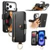 Luxury Zipper Cards Solt Wristband Wallet Leather Ring Holder Case For iPhone 17 Pro Max 16 Plus 15 14 13 12 Kickstand Bag Cover