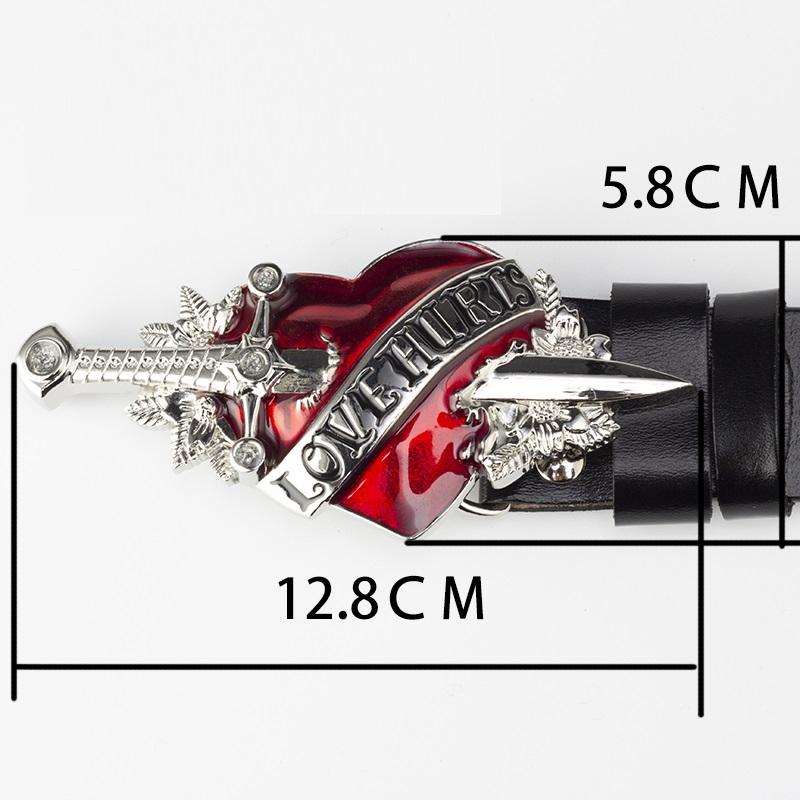 Fashion Belts LOVE Hurt Heart Arrow Metal Buckle Cowskin Genuine Leather Belt Rock Decorative Waistband For Women Man Gift