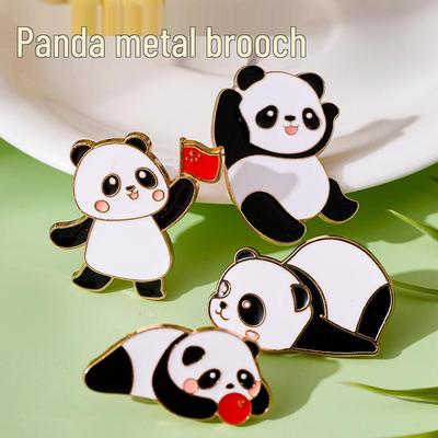 Chinese Panda Brooch: Cartoon Metal Alloy Pin for Bags and Clothing