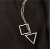 Girls Fashion Simple Space Geometry Necklace Triangle Square Pendant Personality Street Hip Hop Student Couple Creative Gift