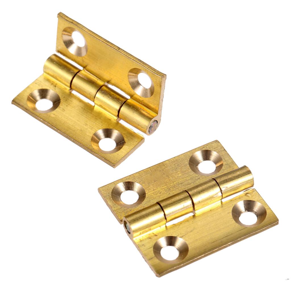 DRELD 2pcs Brass Decorative Cabinet Hinge 1/1.5/2/2.5 Inch Wooden Jewelry Box Hinge Furniture Fittings with Screws