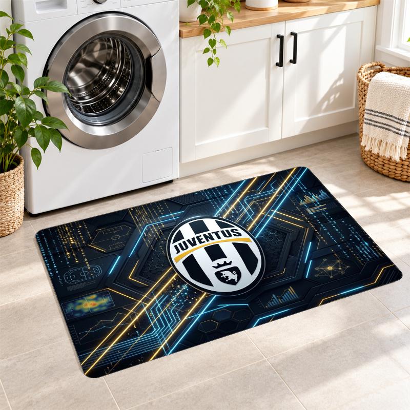 Flannel Kitchen Mat Juventus FC Soft Area Rug Non Slip Floor Carpet Home Decoration