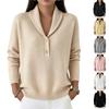 Women's Casual V Neck Button Long Sleeve Knit Pullover Sweater Soft Comfortable Lightweight Top for Everyday Wear