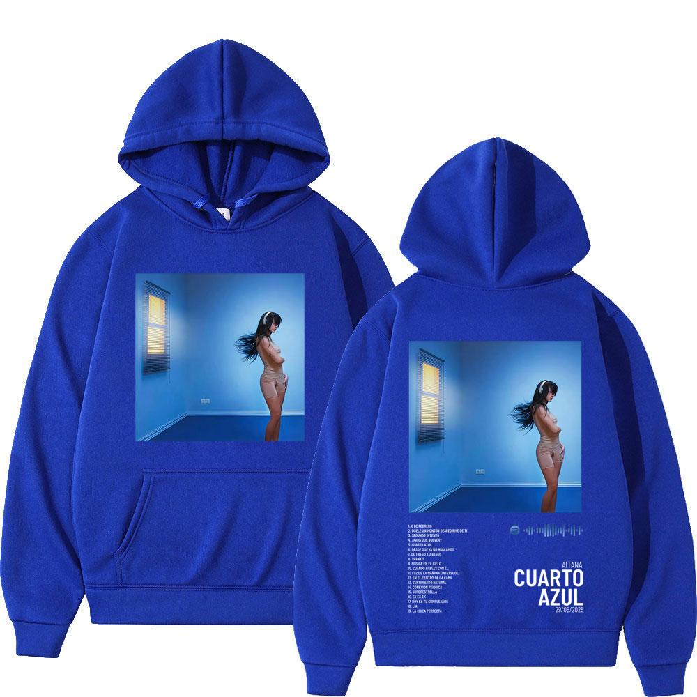 Aitana Cuarto Azul Album  Graphic Print  Hoodies Men Women Oversized Loose Tracksuit Long Sleeves Fleece Aesthetics Pullover