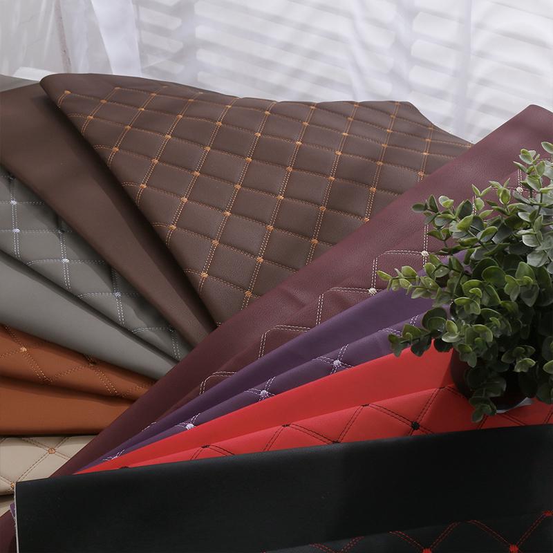 Vyšívaná kostkovaná kosočtvercová PU koženka Zesílená houba Prošívaná umělá kůže Pro DIY Potah autosedačky Čalounění střechy auta