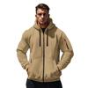 Men Coat Long Sleeve Zipper Closure Hooded Sweatshirt with Large Pockets Solid Color Velvet Thickened Warm Outerwear