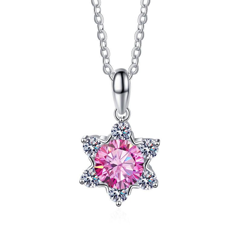 Bague Ringen 100% 925 Silver Fine Necklace 1 Carat Moissanite Classic Snowflake Pendant For Women Wedding Fashion Jewelry Gifts